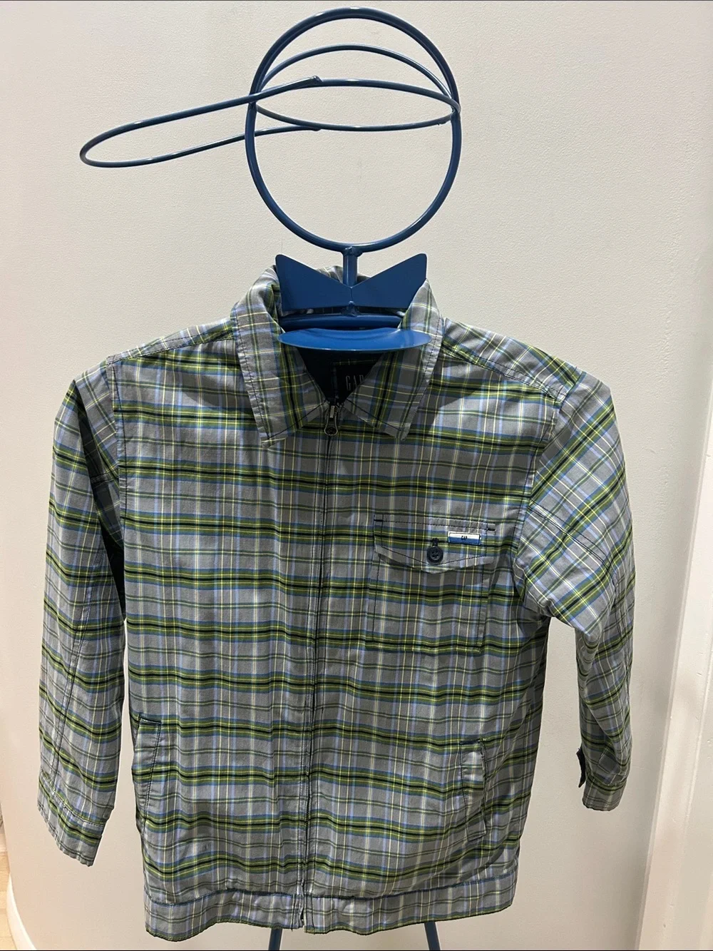 Gap Boys' Green Plaid Lightweight Jacket